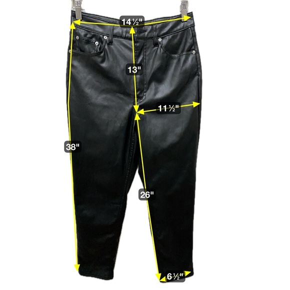 095 H&M |NWOT Faux Leather Pants- Black High-Waisted Straight Leg (Sz 8) - Picture 4 of 13